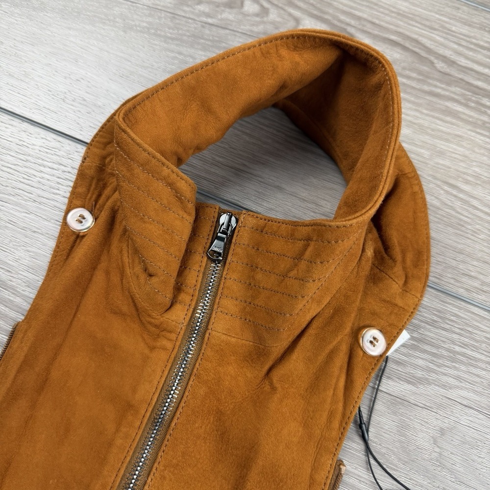 Veronica Beard Women's Lamb Leather Vala Dickey Brown Cognac One Size New Read - Picture 2 of 9
